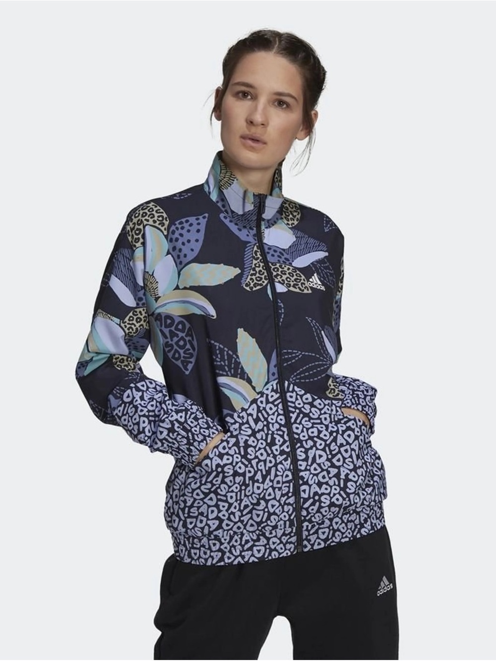 Adidas x Farm Rio Womens Multicolor Relaxed Lightweight Windbreaker Size XS 4/6